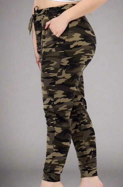 French Terry Camo Print Joggers - Soft & Stretchy Women's Joggers Small - 3X Coco’s Tee Boutique