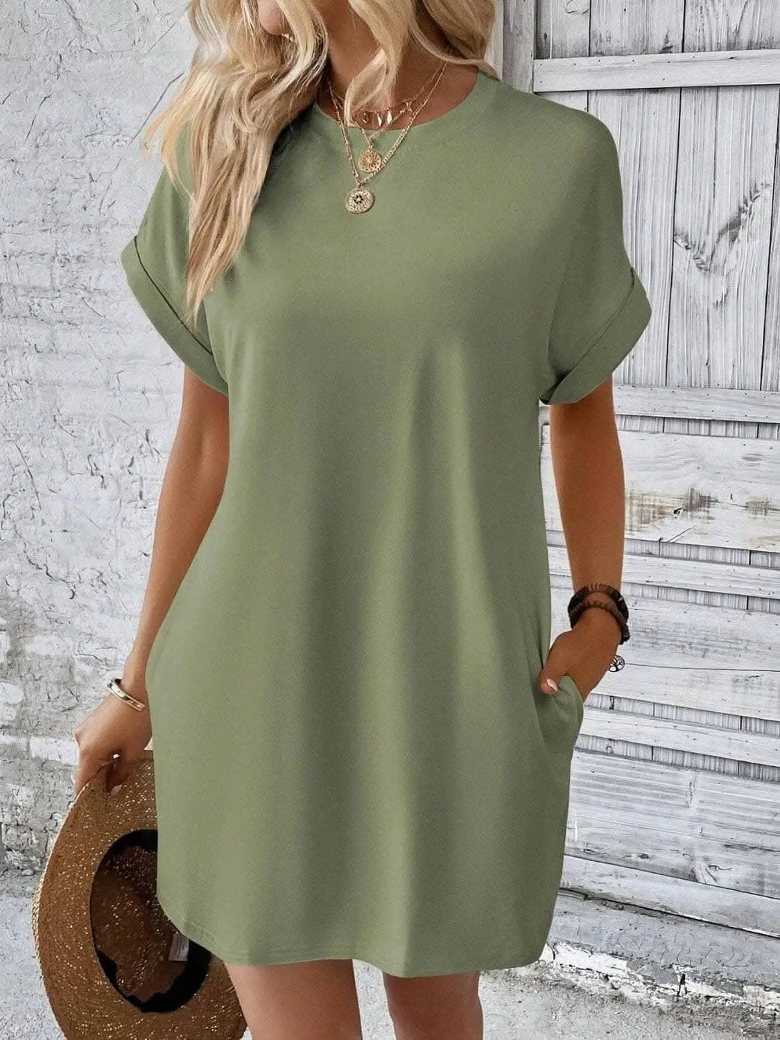 Chic round neck mini dress - Love Salve 