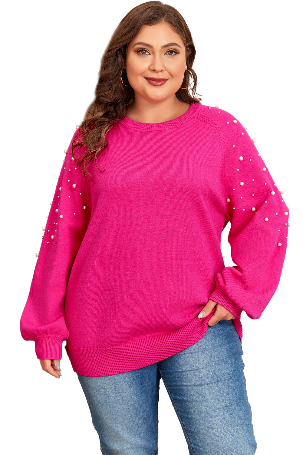 Strawberry pink plus size sweater