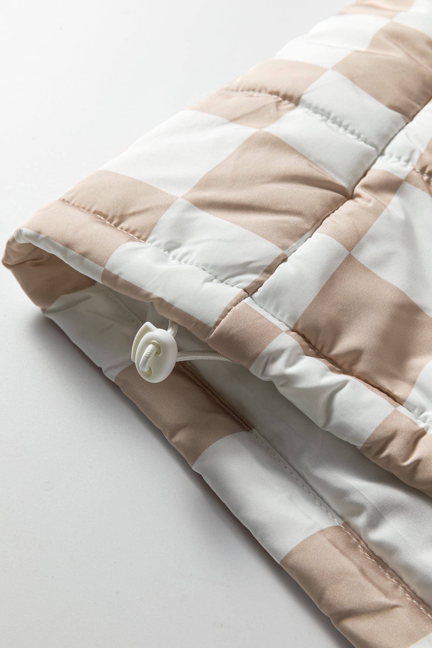 Khaki Contrast Plaid Quilted Button Zip Up Vest For Women Dear-Lover Dropshipping