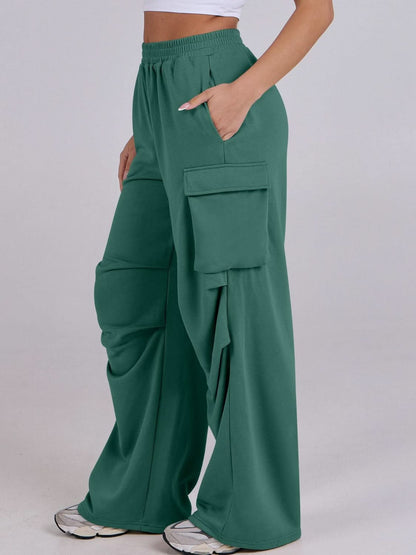 Wide-Leg Comfort Pants with Elastic Waist and Pockets