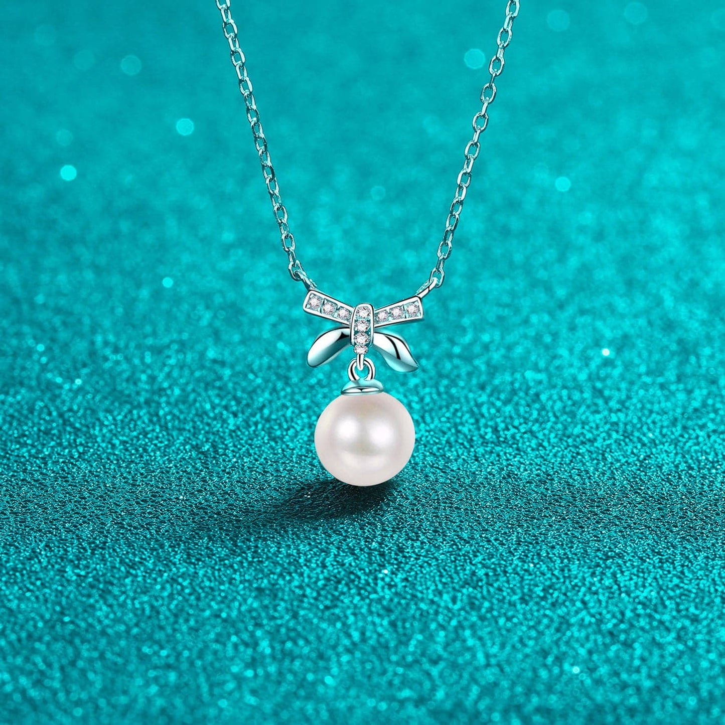 Natural Pearl Pendant Moissanite 925 Sterling Silver Necklace.