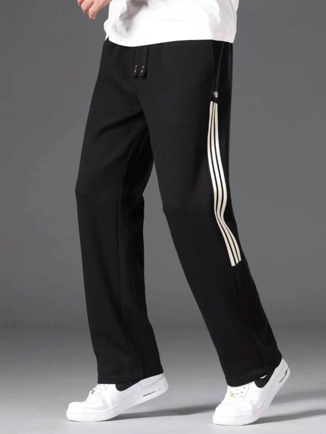 Men's Casual Striped Wide Leg Pants With Drawstring Pockets Simply Love