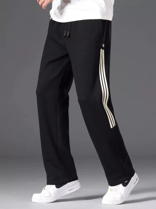 Men's Casual Striped Wide Leg Pants With Drawstring Pockets Simply Love