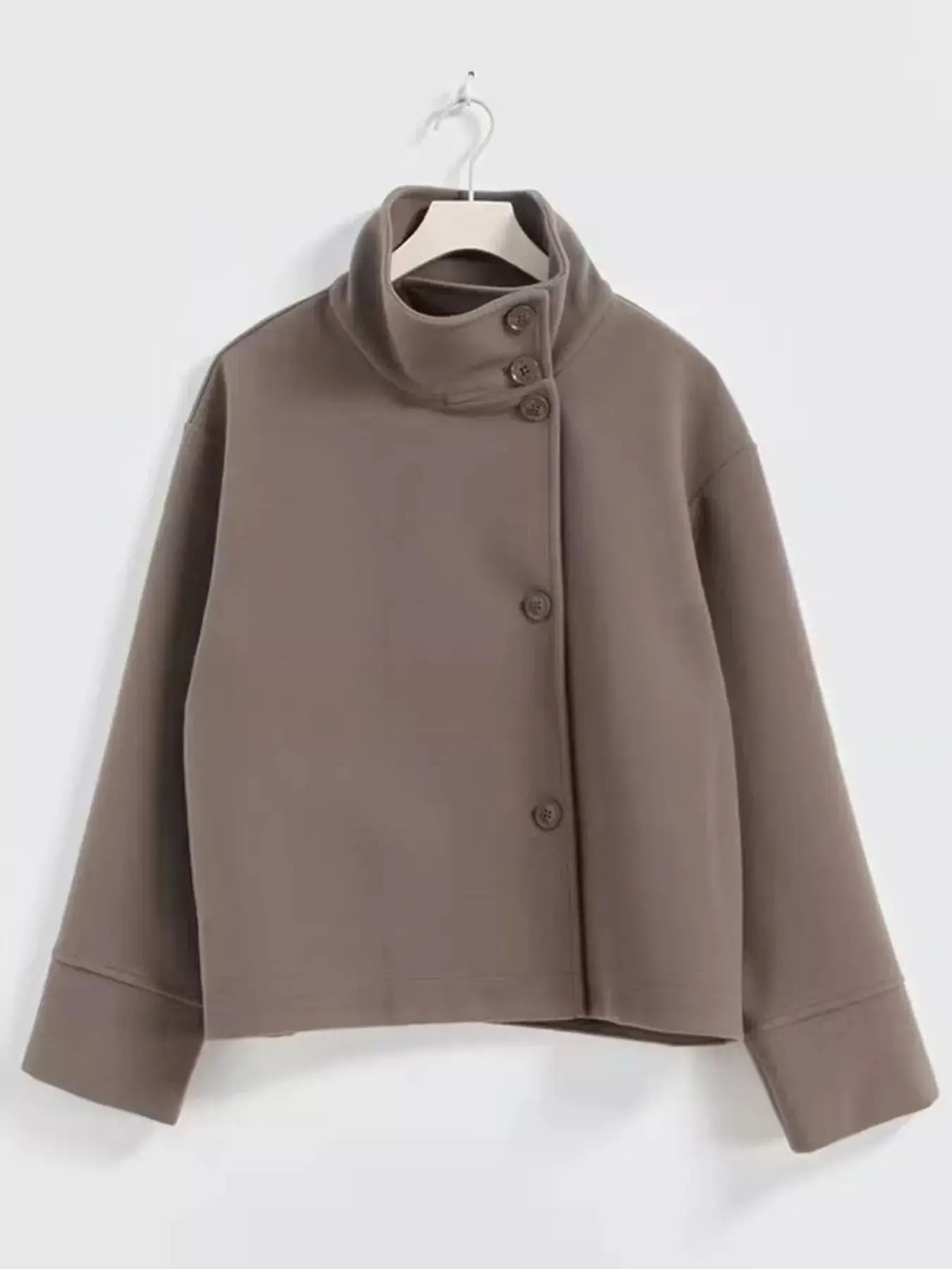 Navy Long Sleeve Buttoned Lightweight Outerwear Coat Lined Simply Love