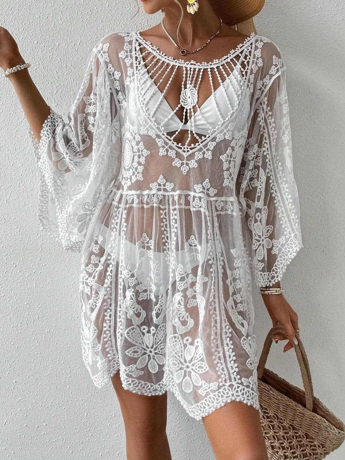 Lace Round Neck Cover-Up.