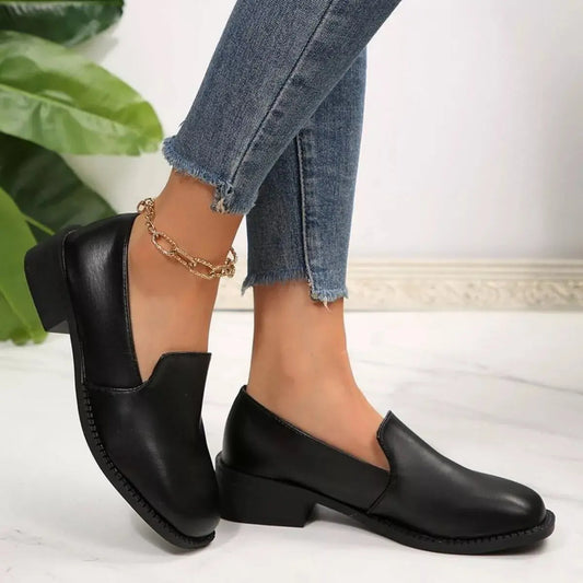 Round Toe Block Heels Loafers Simply Love