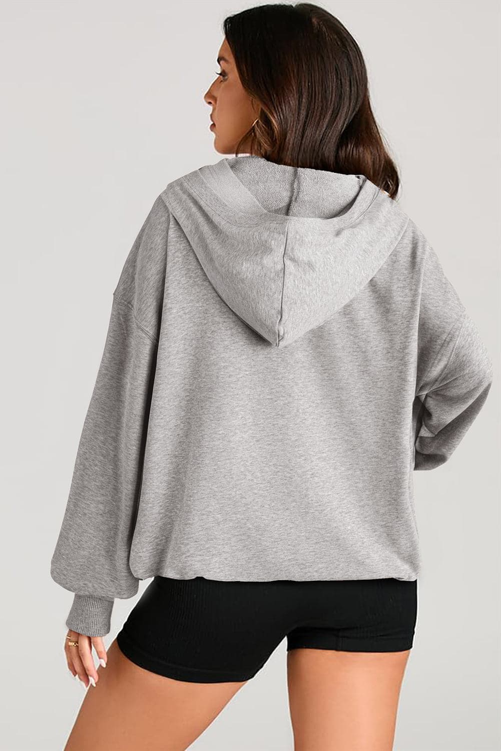 Sheer pocketed half zip hoodie for a stylish look