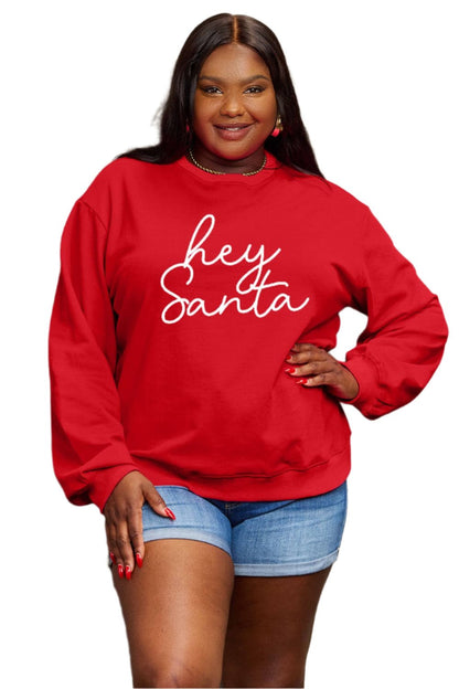 Simply Love Full Size HEY SANTA Graphic Sweatshirt.