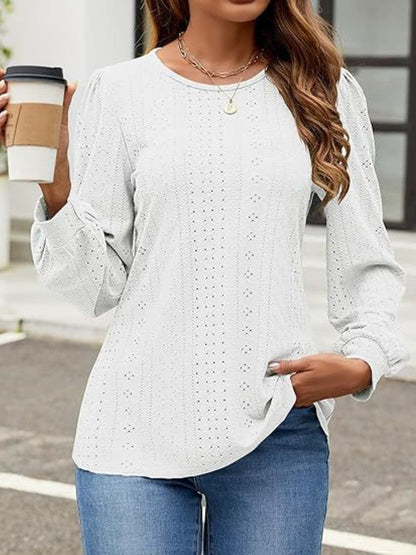 Chic eyelet long sleeve top