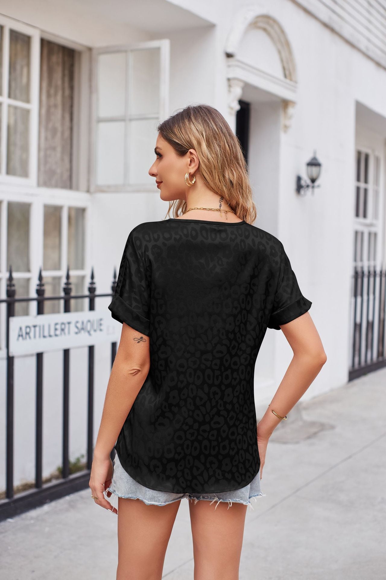 Leopard Print Curved Hem Satin Top Coco’s Tee Boutique