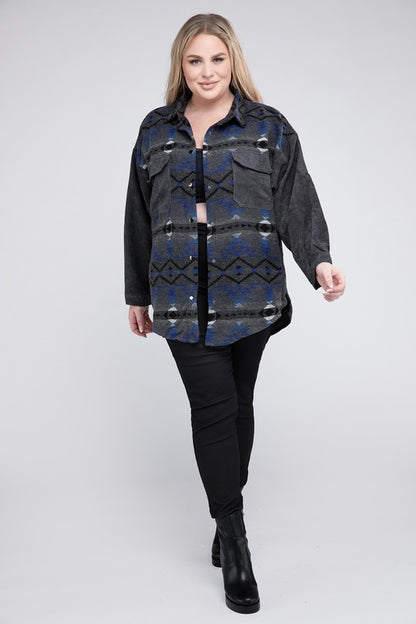 Plus Printed Long Sleeve Jacket