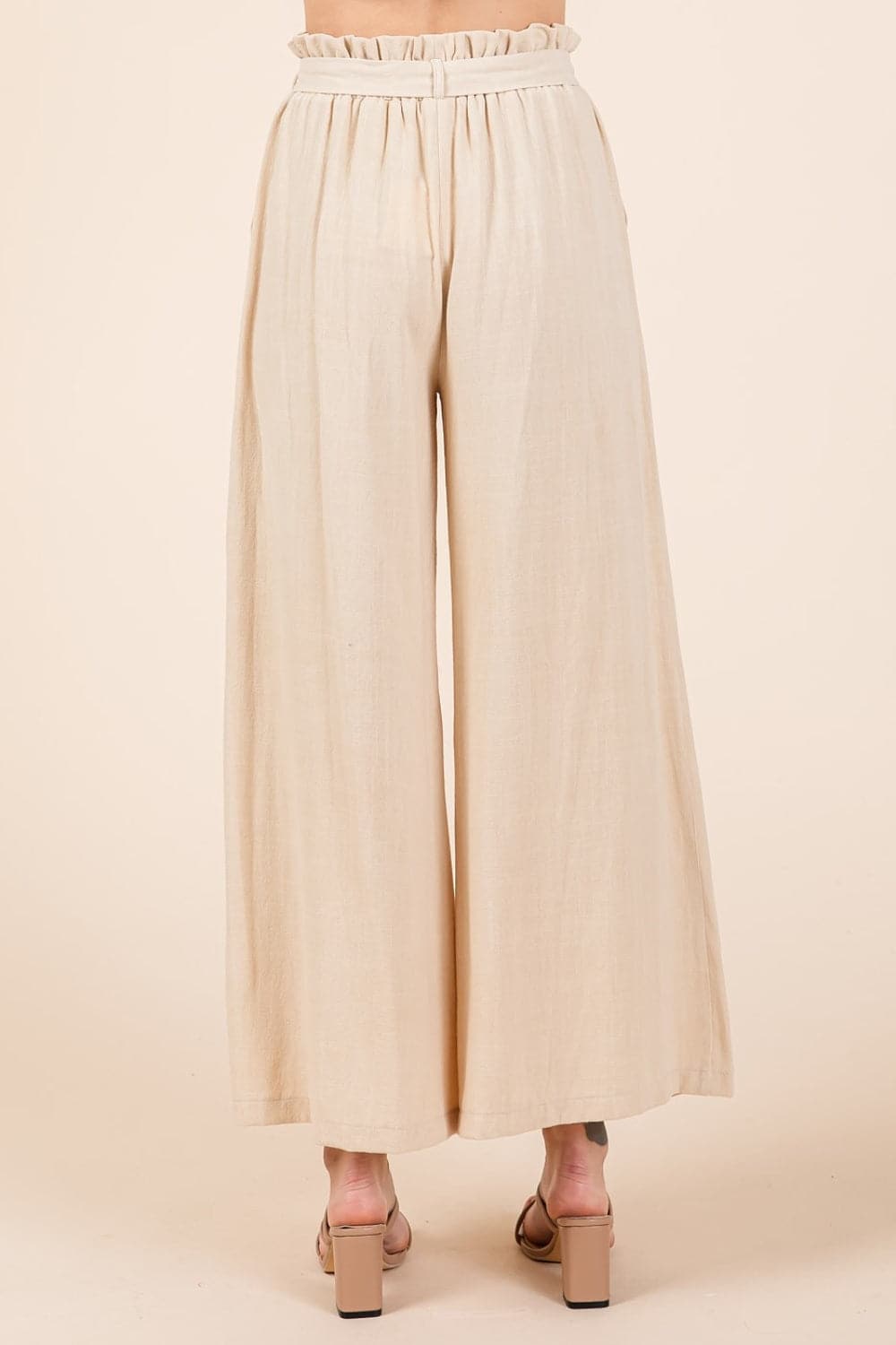 Mittoshop High Waist Tie Front Wide Leg Pants.