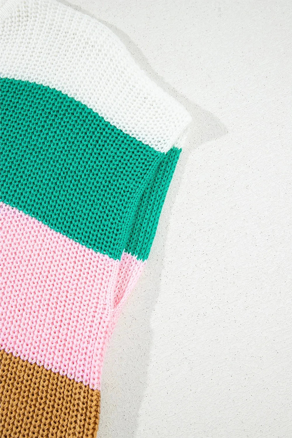 Color Block Notched Cap Sleeve Knit Top Simply Love