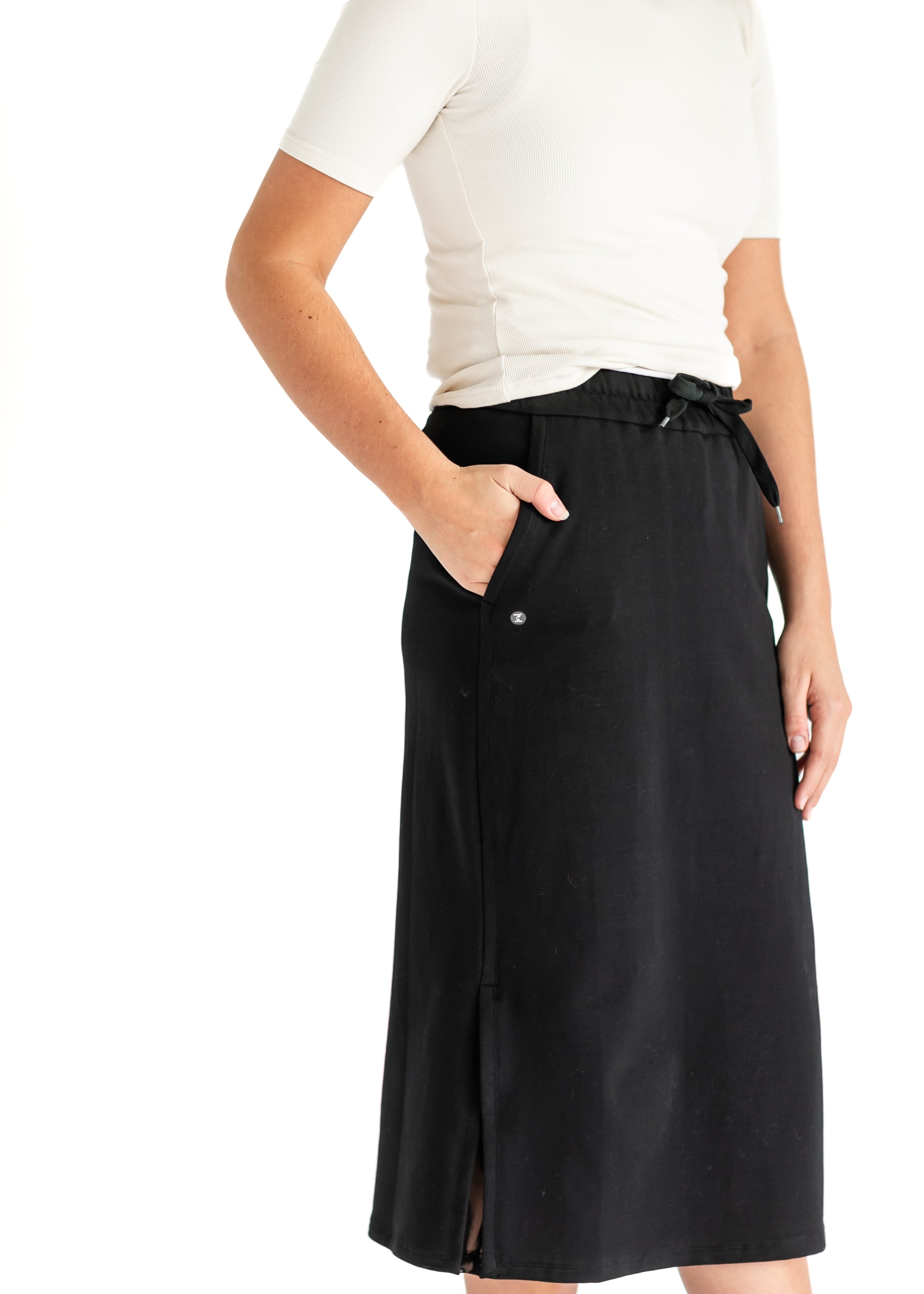 Abbie Mesh Detail Knit Midi Skirt Inherit Co.