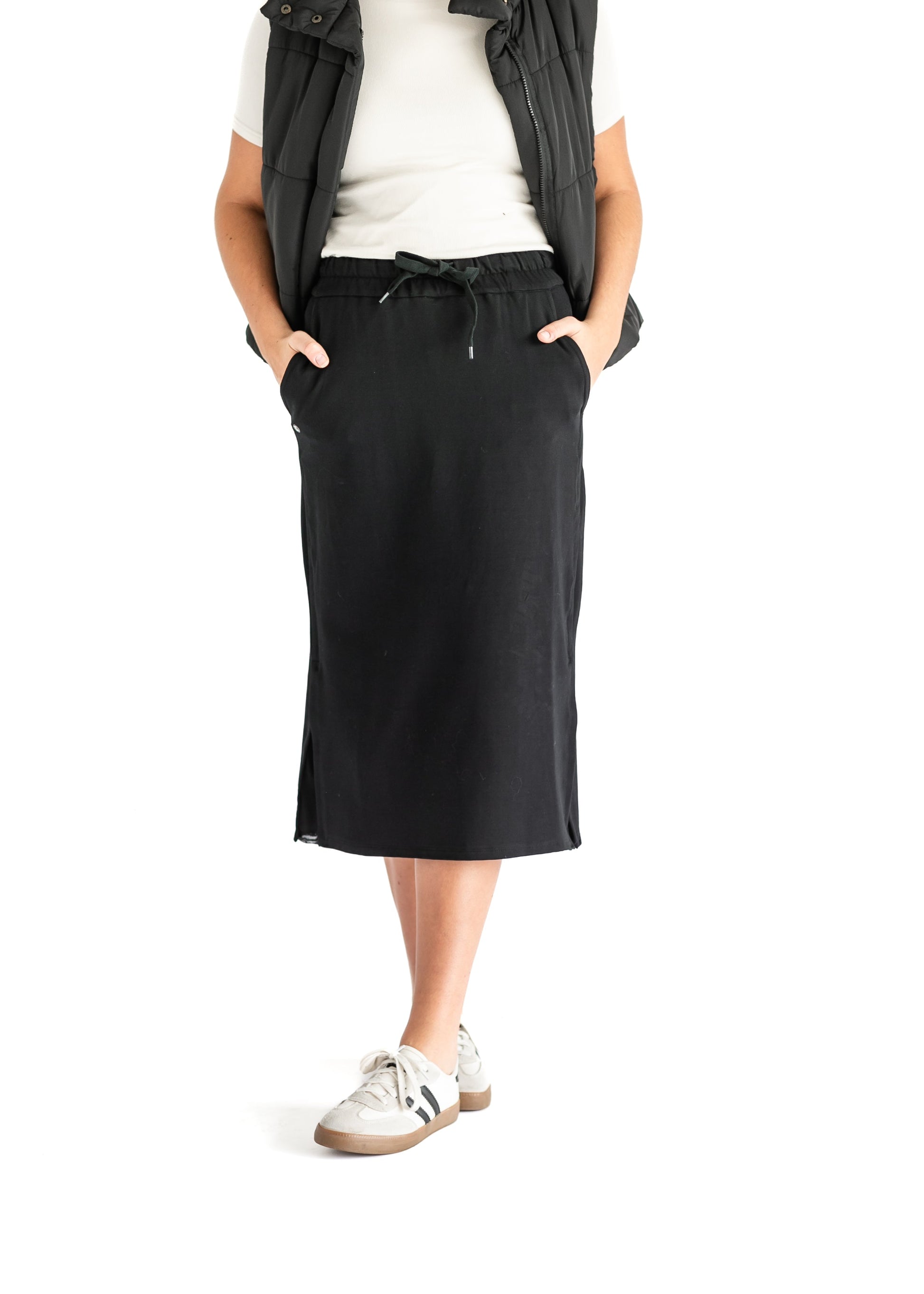 Abbie Mesh Detail Knit Midi Skirt - Main product image IC Skirts by Inherit Co.