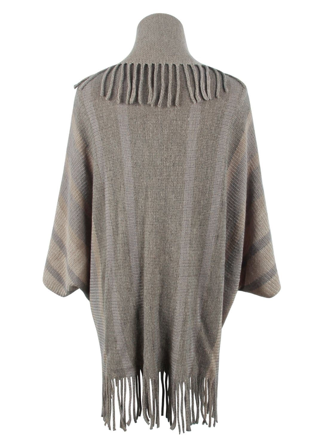 Fringe Detail Open Front Poncho.