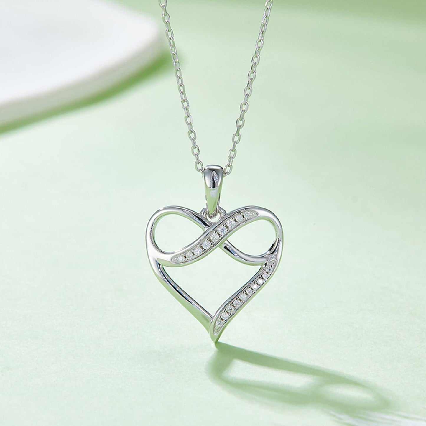 Moissanite 925 Sterling Silver Heart Necklace.