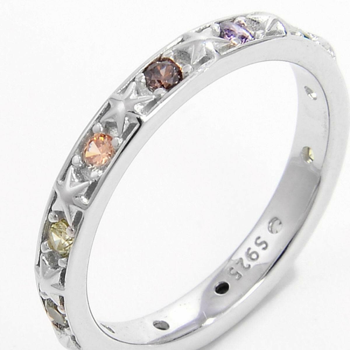 925 Sterling Silver Inlaid Zircon Ring.