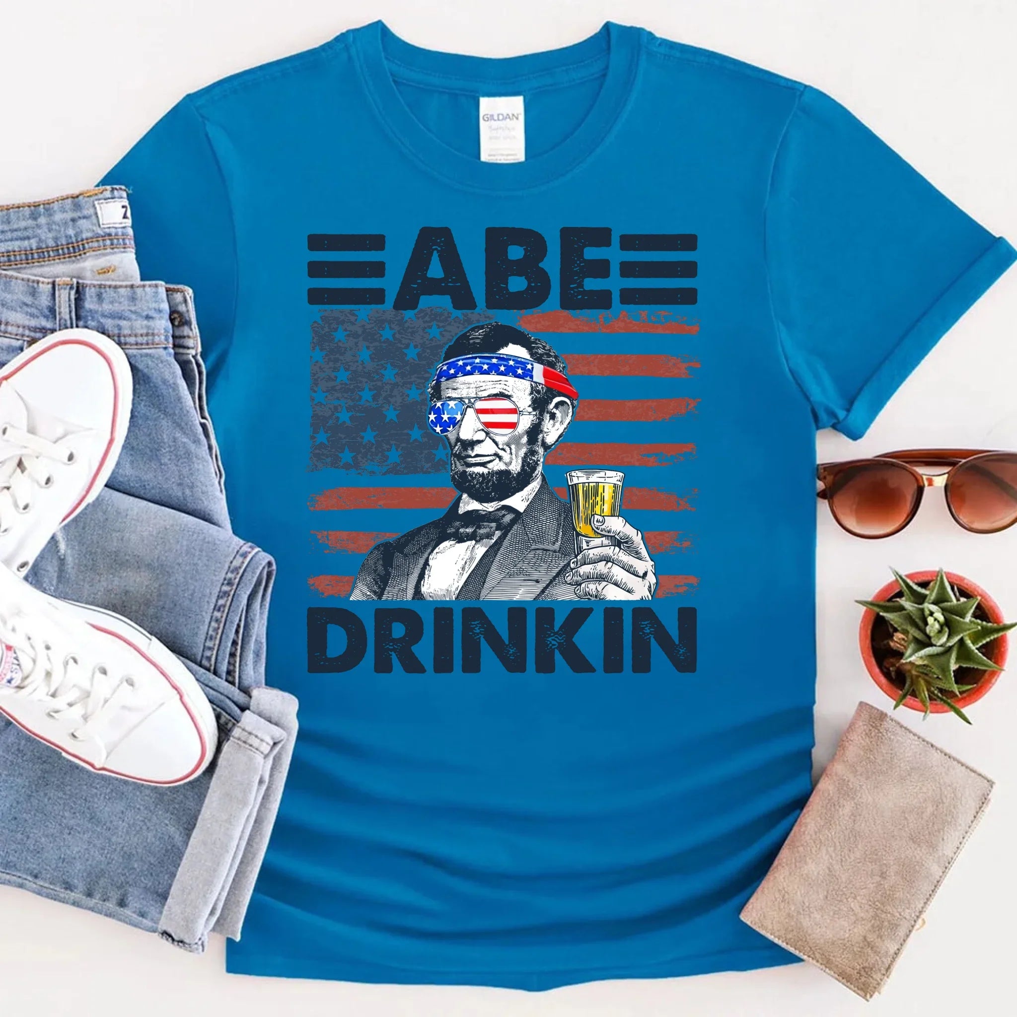 Abe Drinkin 4th of July Shirt – Abraham Lincoln Patriotic Drinking Tee - Product image 12 T-Shirt by Adorb.co