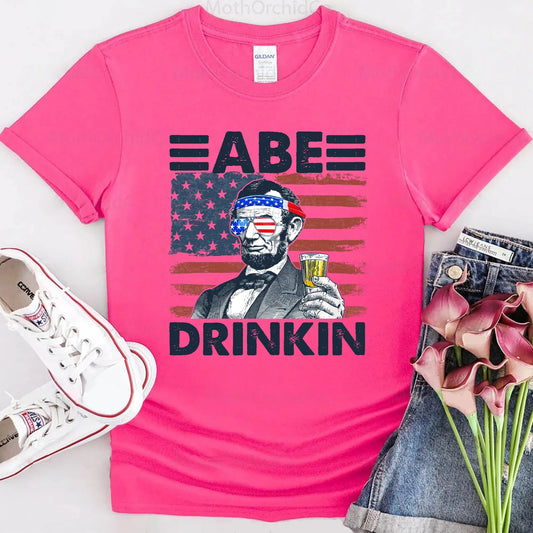 Abe Drinkin 4th of July Shirt – Abraham Lincoln Patriotic Drinking Tee - Main product image T-Shirt by Adorb.co