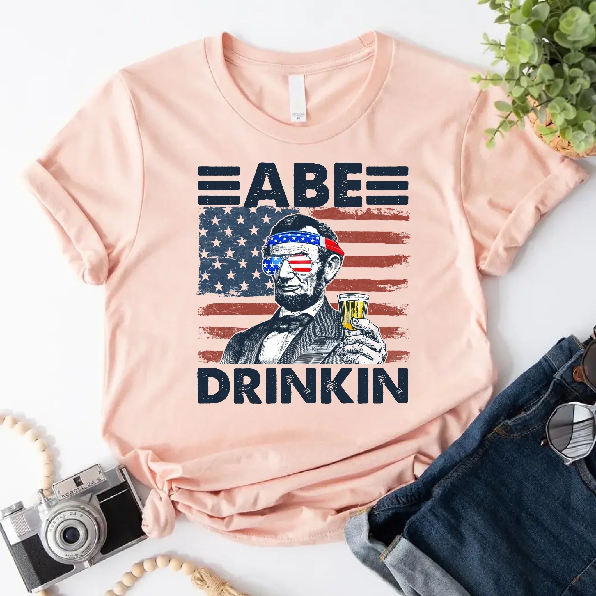 Abe Drinkin 4th of July Shirt – Abraham Lincoln Patriotic Drinking Tee - Product image 5 T-Shirt by Adorb.co