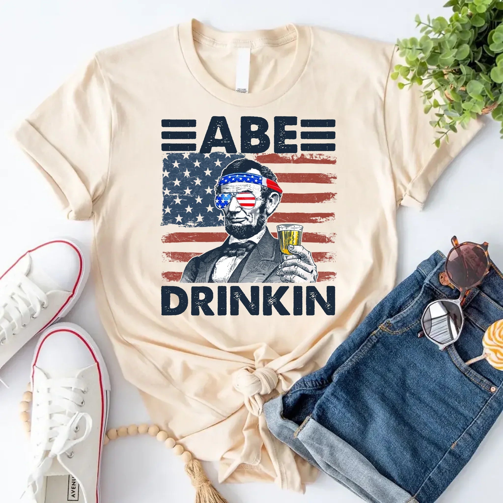 Abe Drinkin 4th of July Shirt – Abraham Lincoln Patriotic Drinking Tee - Product image 8 T-Shirt by Adorb.co