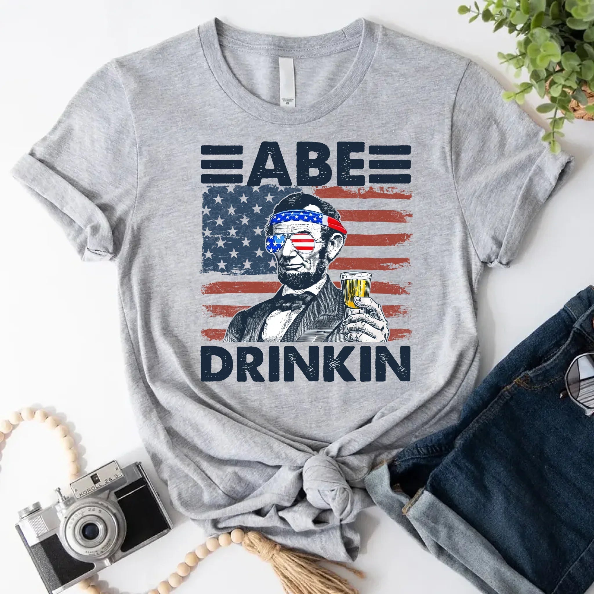 Abe Drinkin 4th of July Shirt – Abraham Lincoln Patriotic Drinking Tee - Product image 9 T-Shirt by Adorb.co