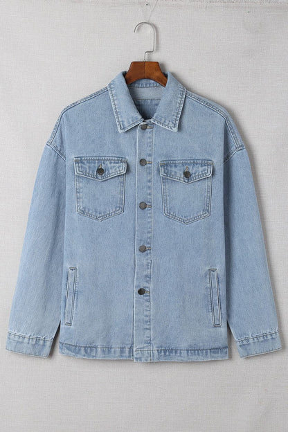 Button Down Collared Denim Jacket.