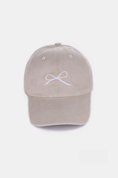 Zenana Bow Embroidered Washed Cotton Caps.