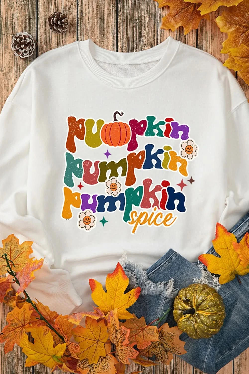 Stylish letter print long sleeve sweatshirt with round neck