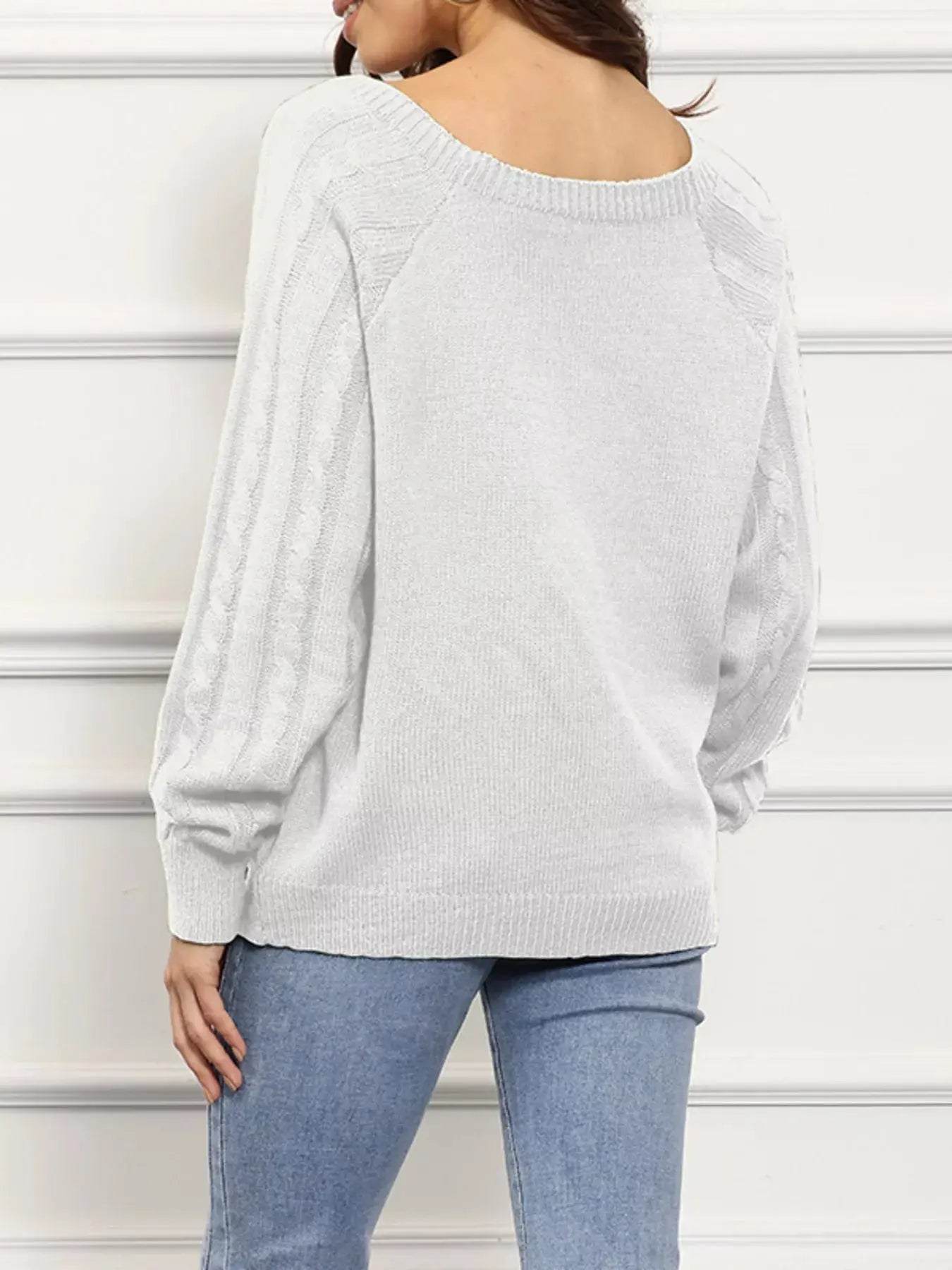 Cable Knit Boat Neck Sweater Simply Love