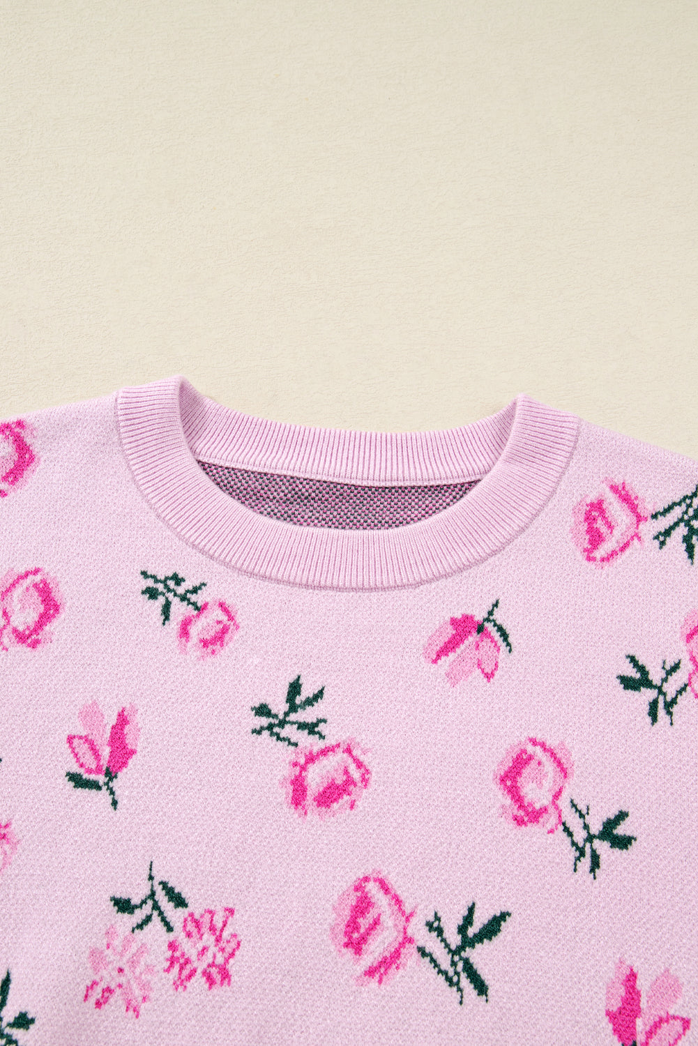 Delicacy Sweet Floral Print Drop Shoulder Cropped Sweater Dear-Lover Dropshipping