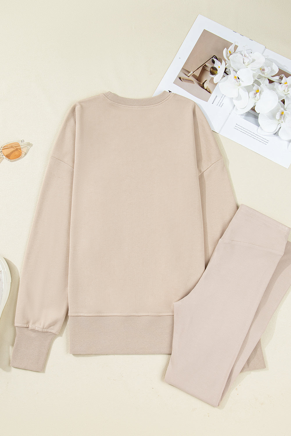Jet Stream Oversize Slit Sweatshirt And Ribbed Leggings Set