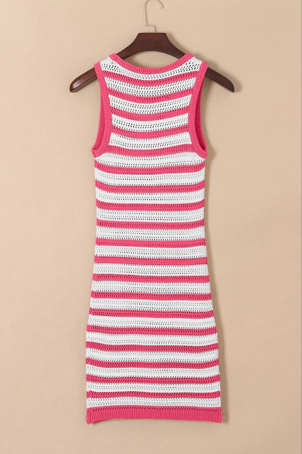Stripe Hollowed Knit Sleeveless Sweater Dress