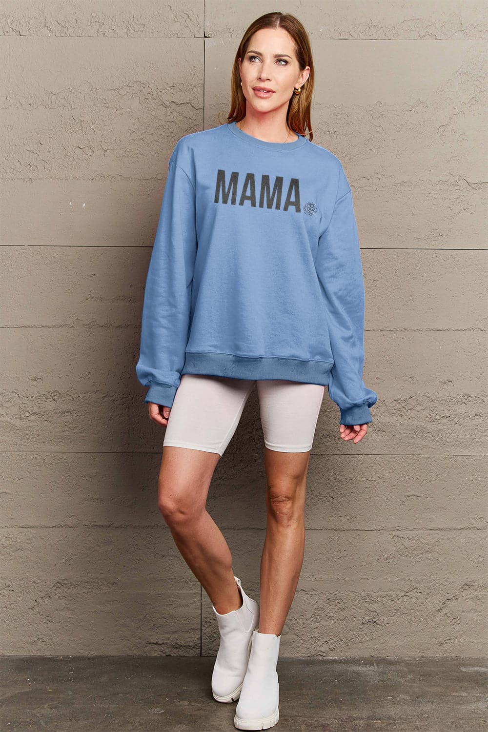 Simply Love Full Size MAMA Graphic Long Sleeve Sweatshirt.