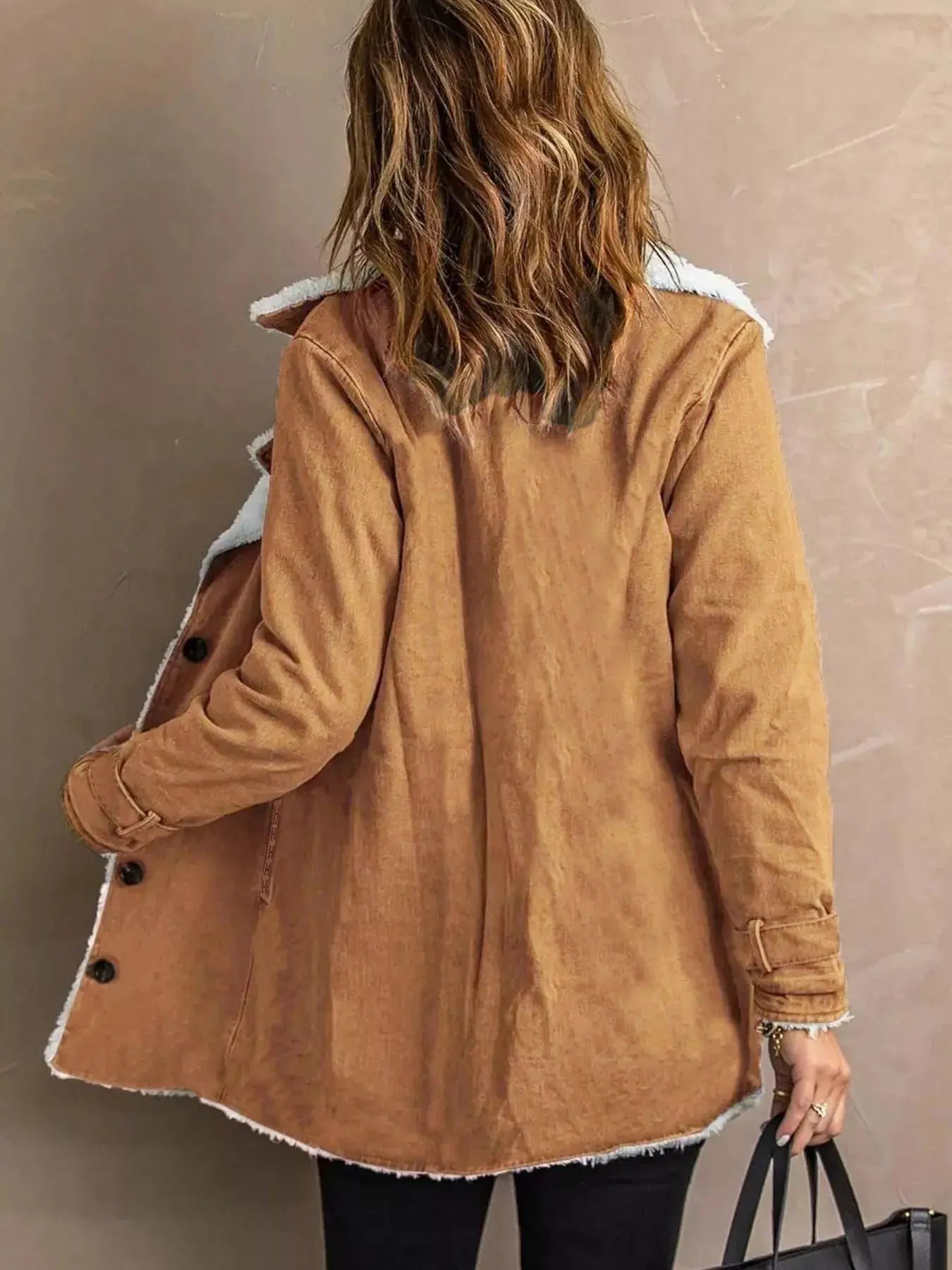 Full Size Sherpa Lined Button Up Outerwear Plus Size Simply Love