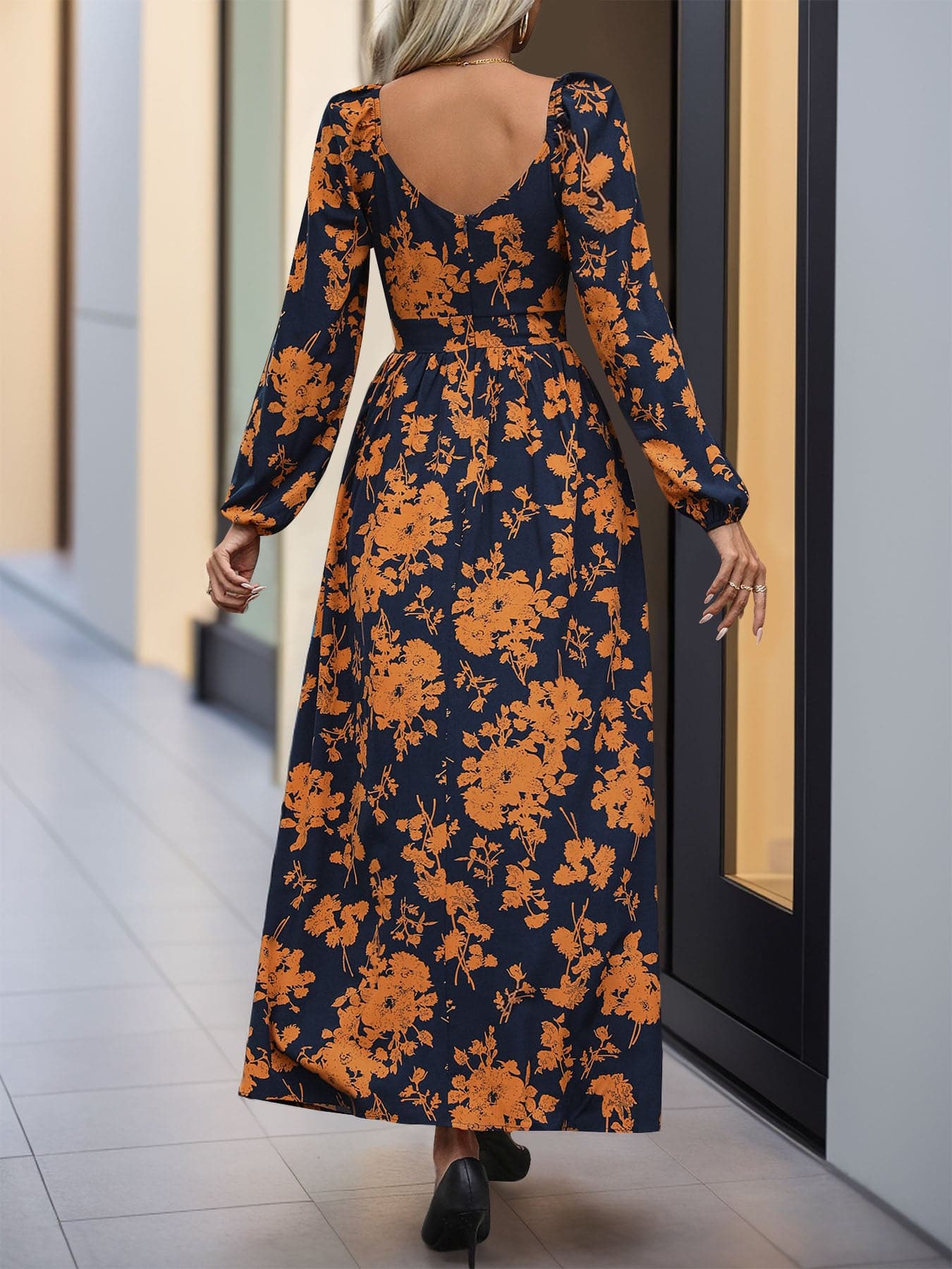 Elegant Surplice Midi Dress with Sheer Split Design