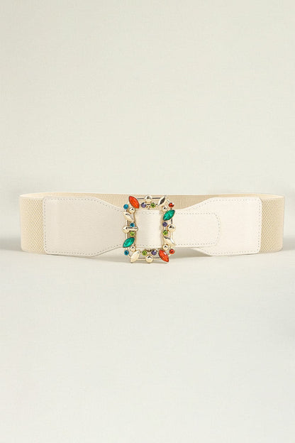 Multicolored Leaf Buckle Elastic Belt.