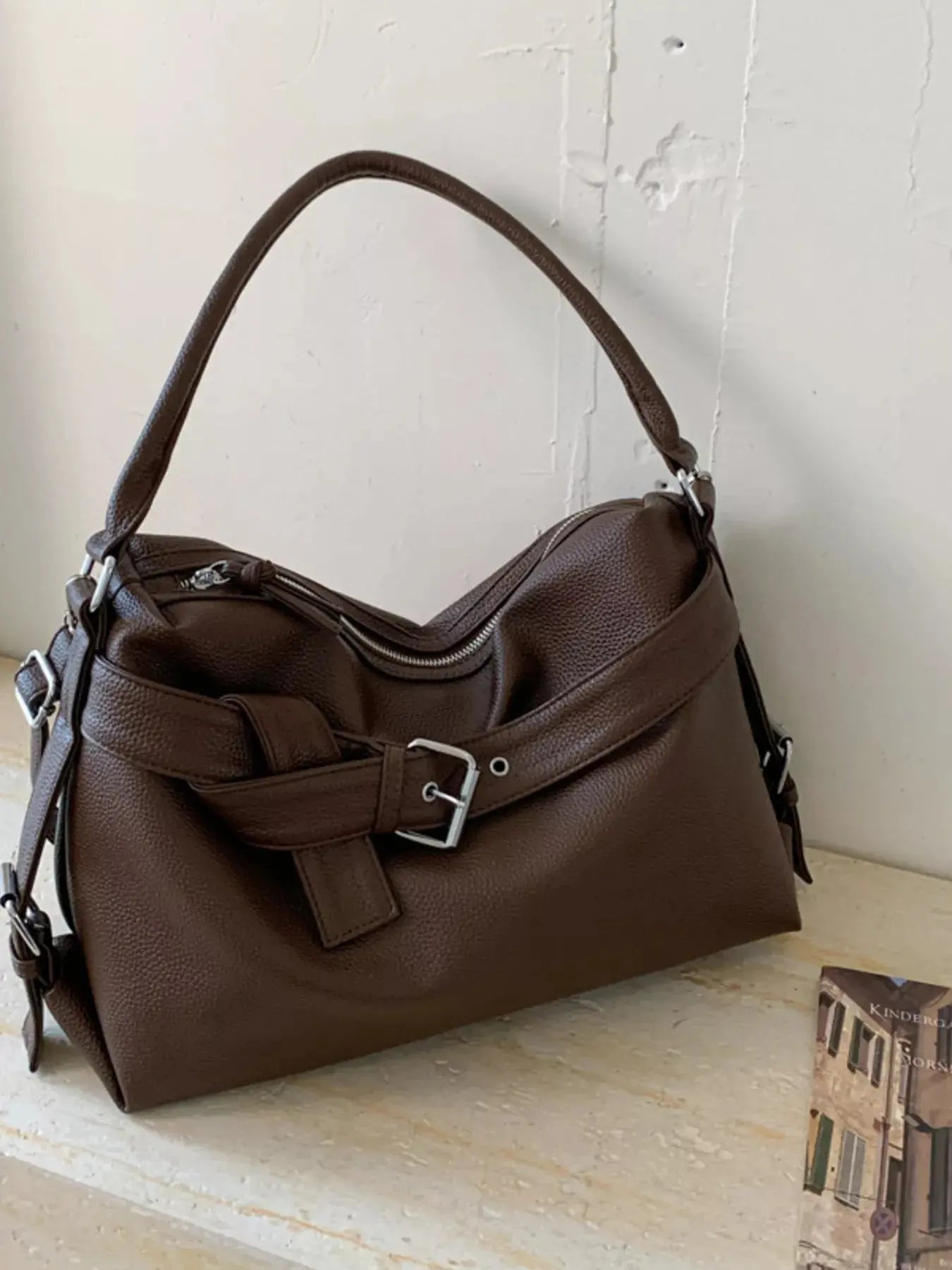 Decor Buckle Leather Shoulder Bag Simply Love