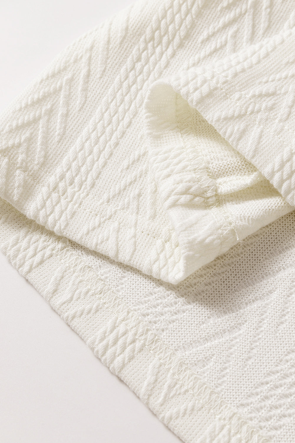 Love Salve  Beige Floral Patchwork Textured Knit Drawstring Love Salve