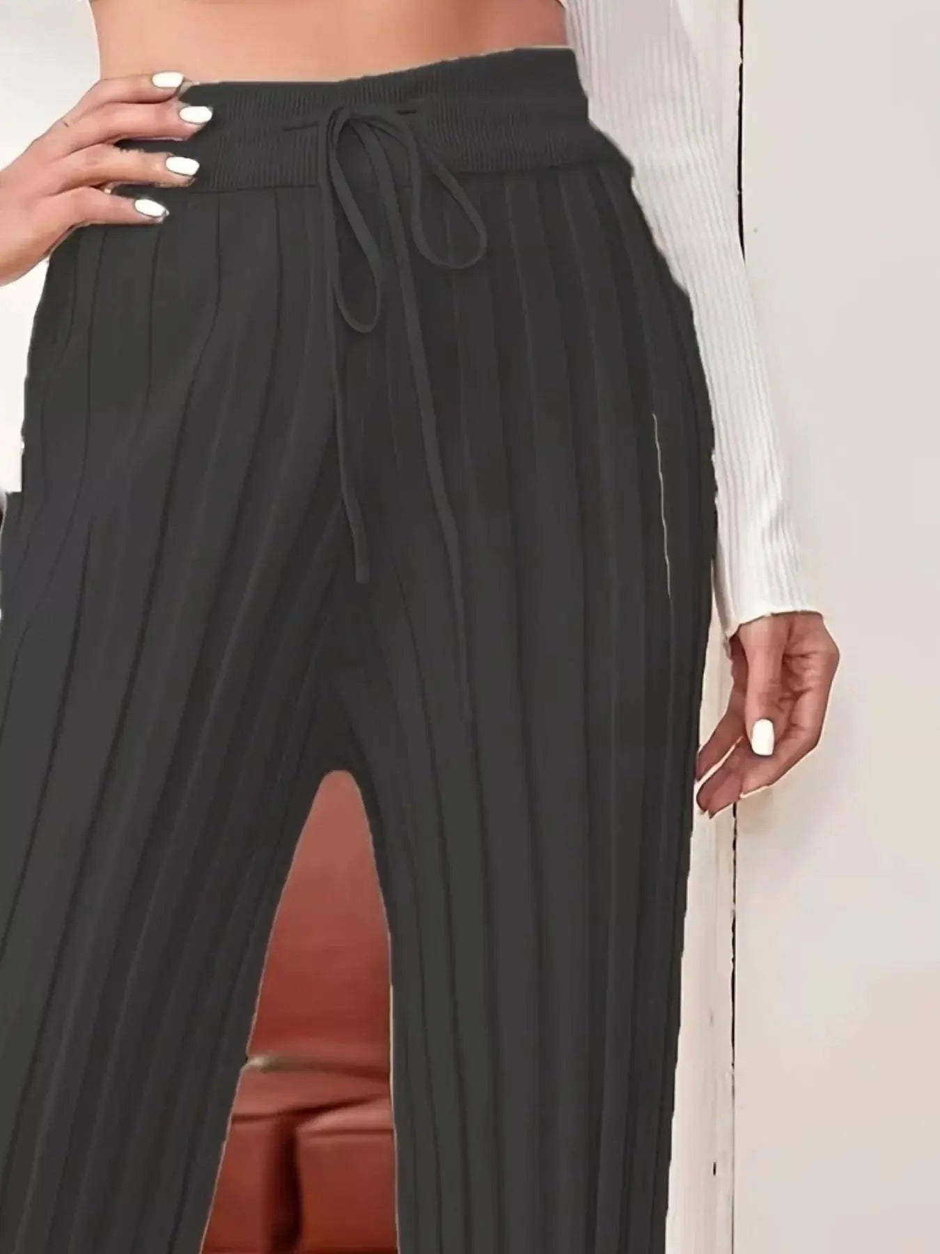 Plus Size Pleated Drawstring Waist Pants Simply Love