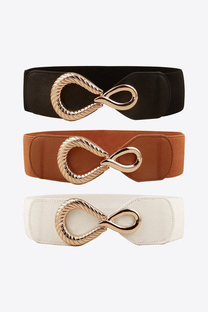 Ribbed Alloy Buckle Elastic Belt.