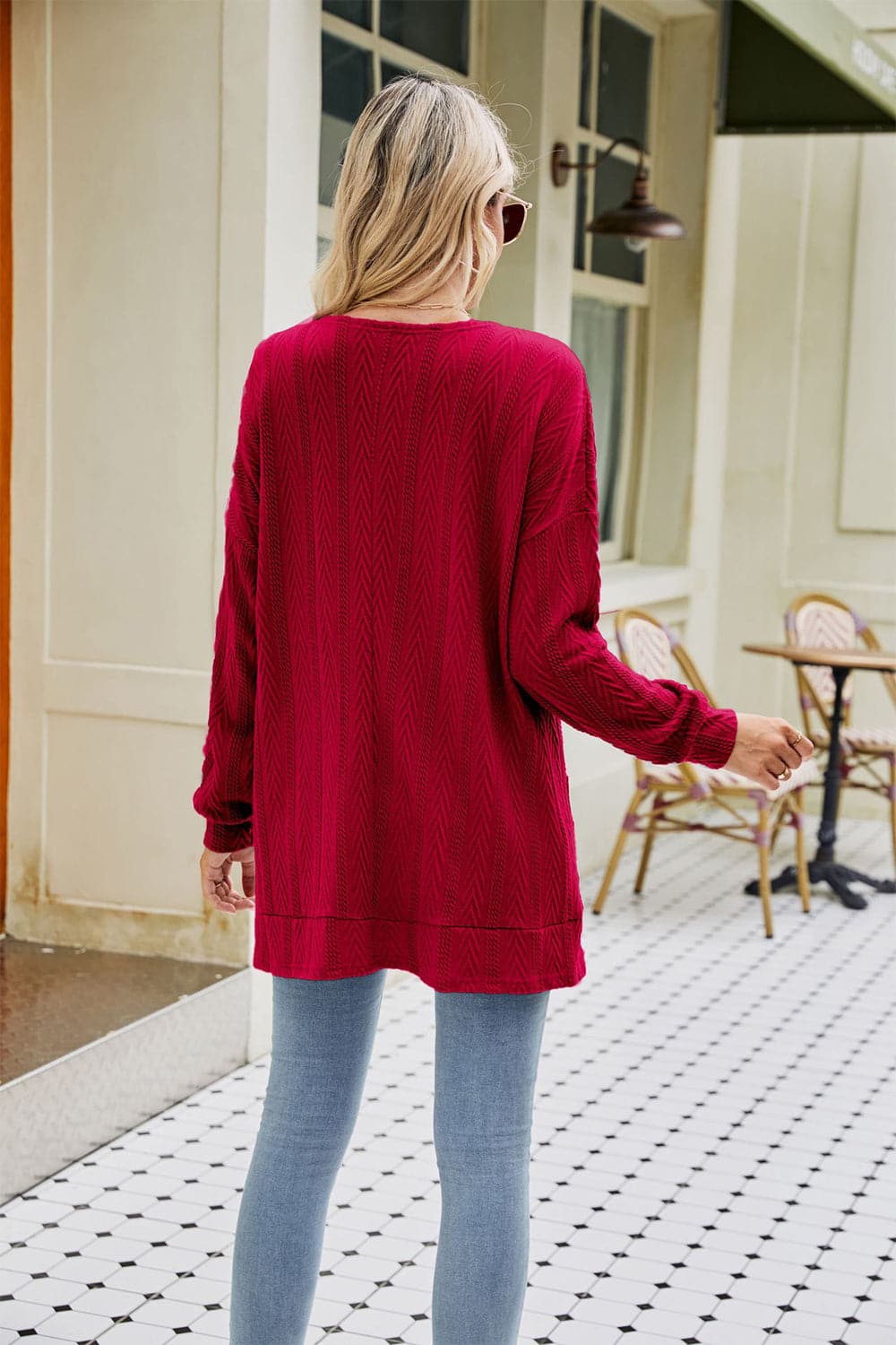 Long Sleeve Pocketed Cardigan.