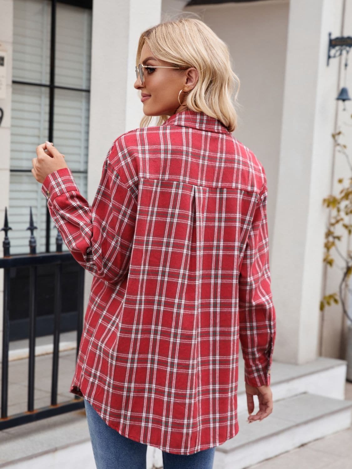 Plaid Button Up Long Sleeve Shirt.