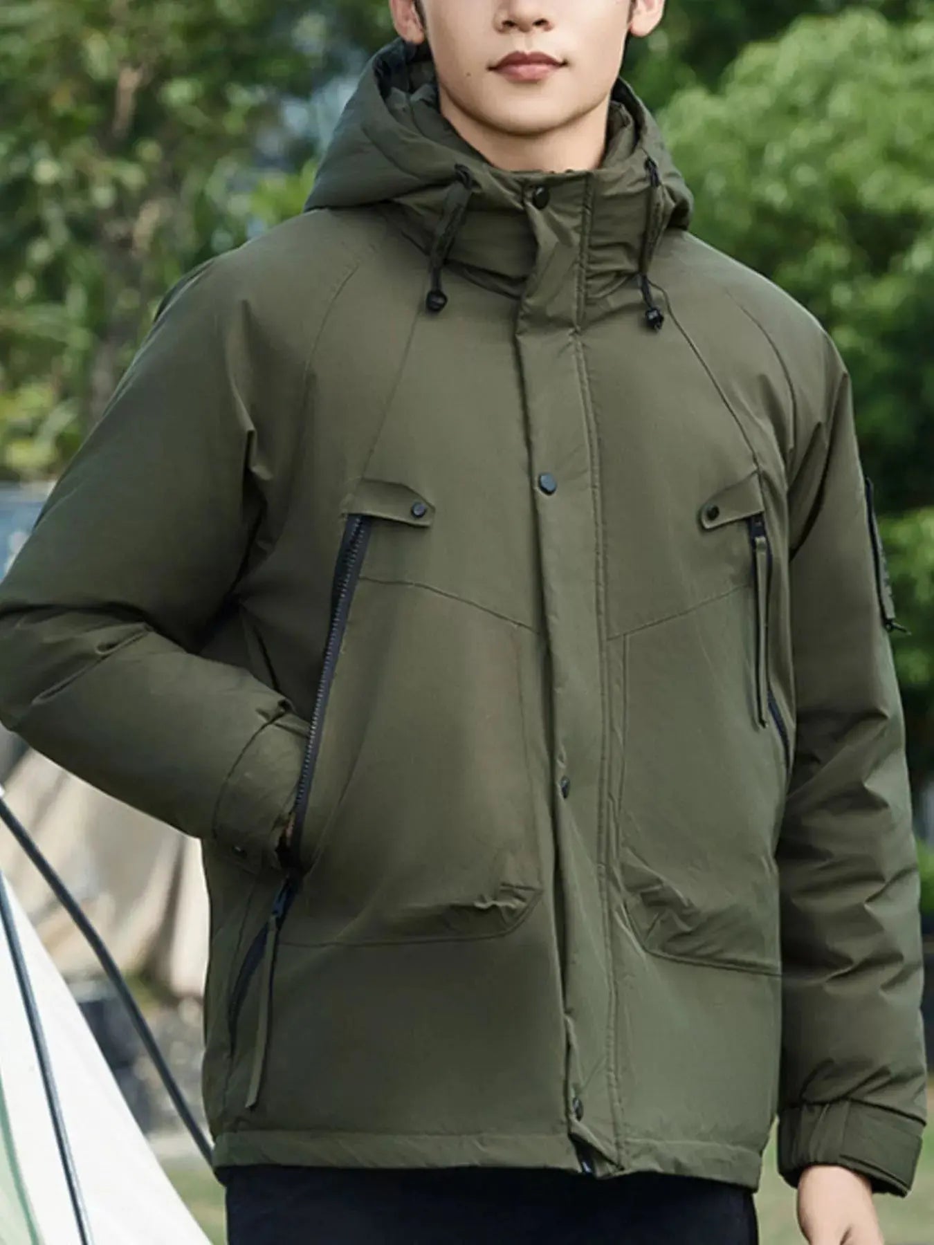 Men's Plus Size Hooded Snap Down Jacket Simply Love