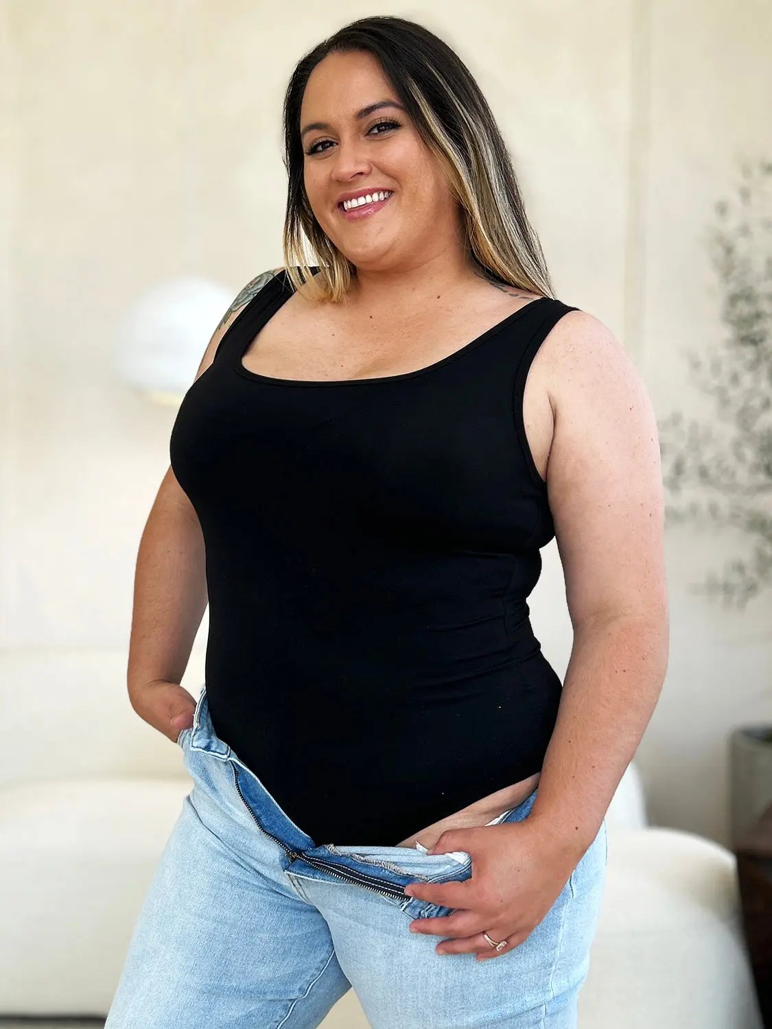 Basic Bae Full Size Square Neck Sleeveless Bodysuit - Love Salve