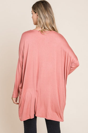 Chic and cozy oversized long sleeve top