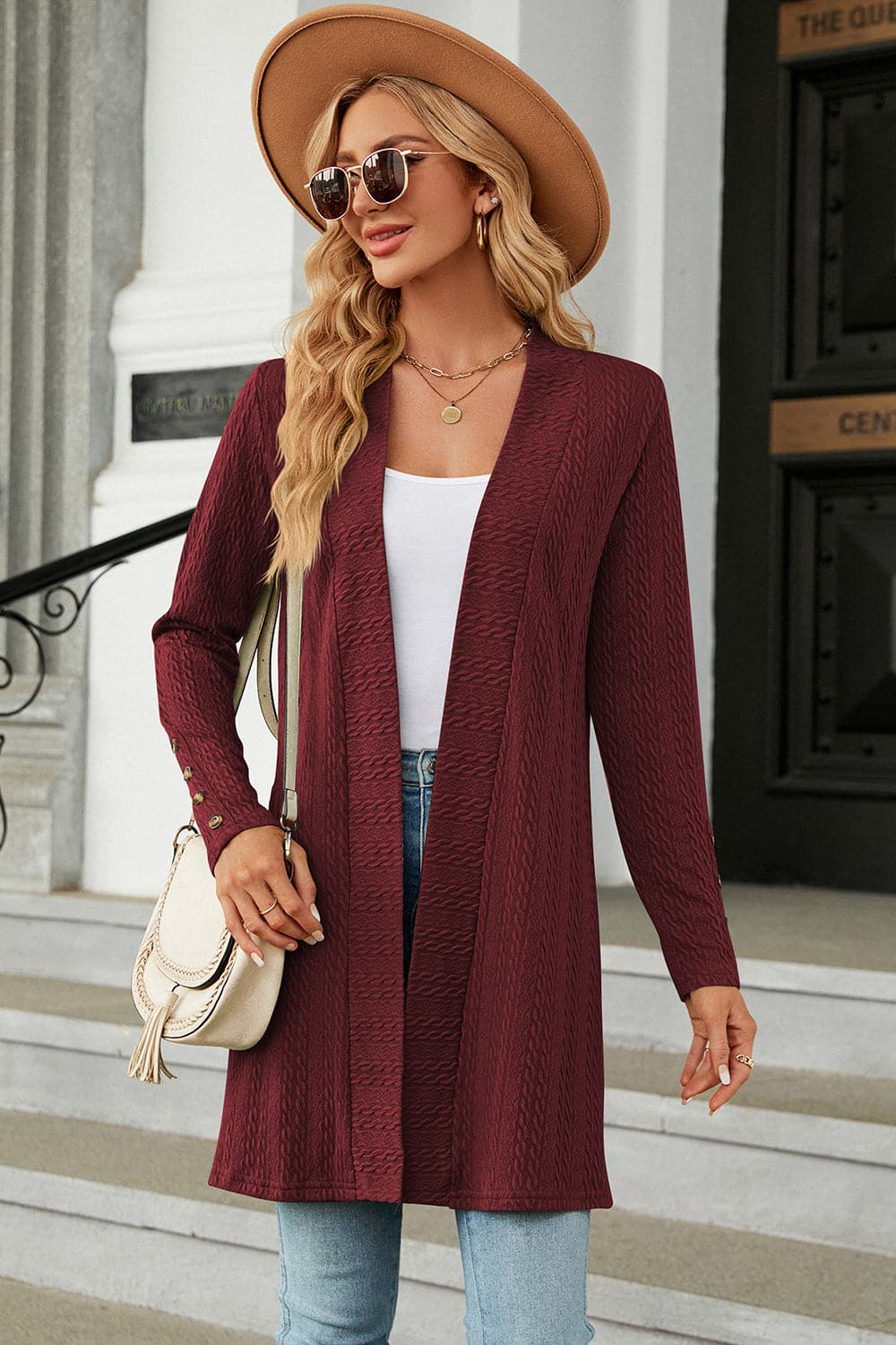 Open Front Long Sleeve Cardigan.