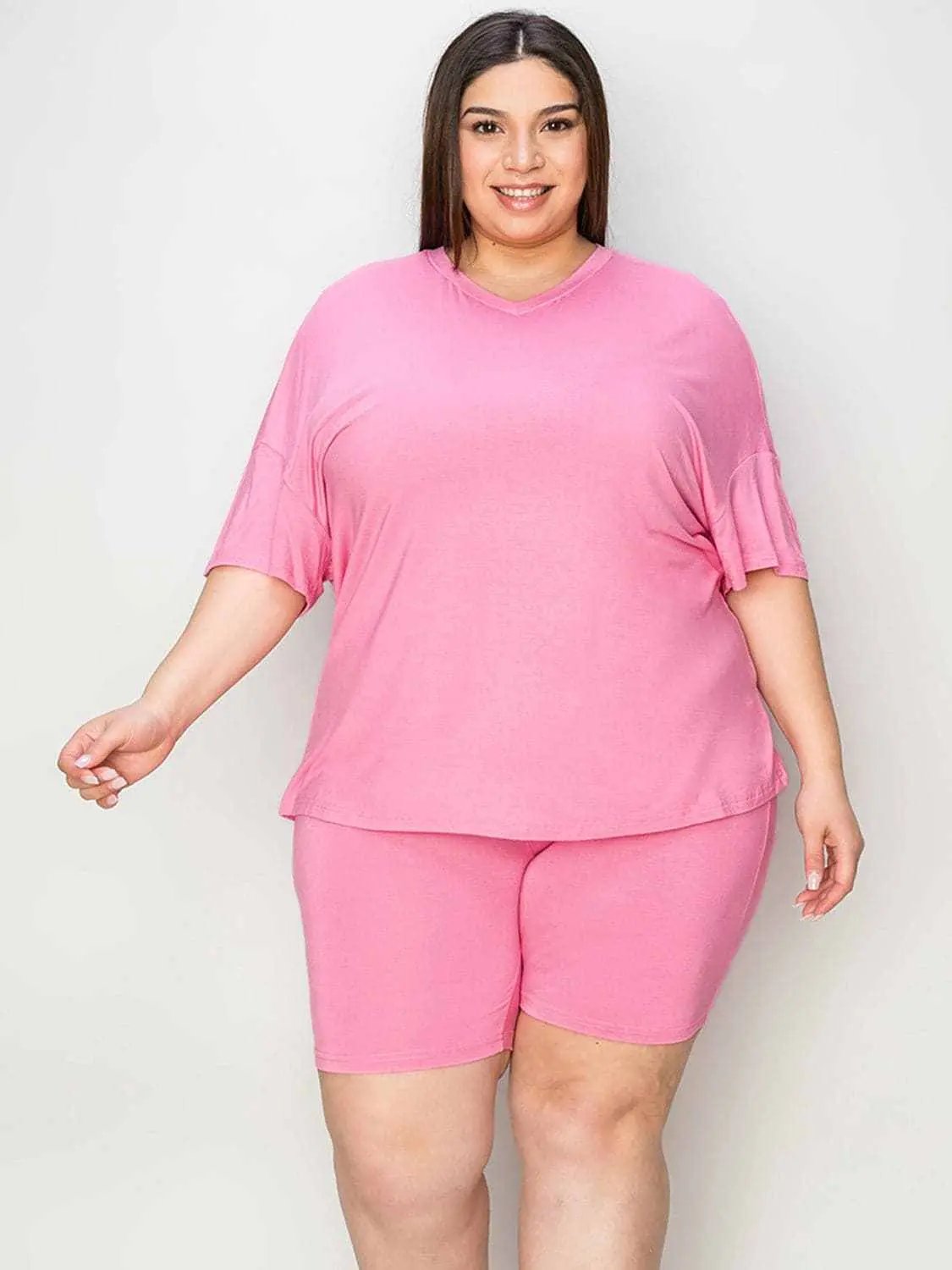 Basic Bae v-neck t-shirt & shorts set - Love Salve 